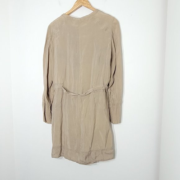 Jean Paul Barlin Tan Double Breasted Silky Neck Tie Long Sleeve Belted Jacket - Picture 10 of 13